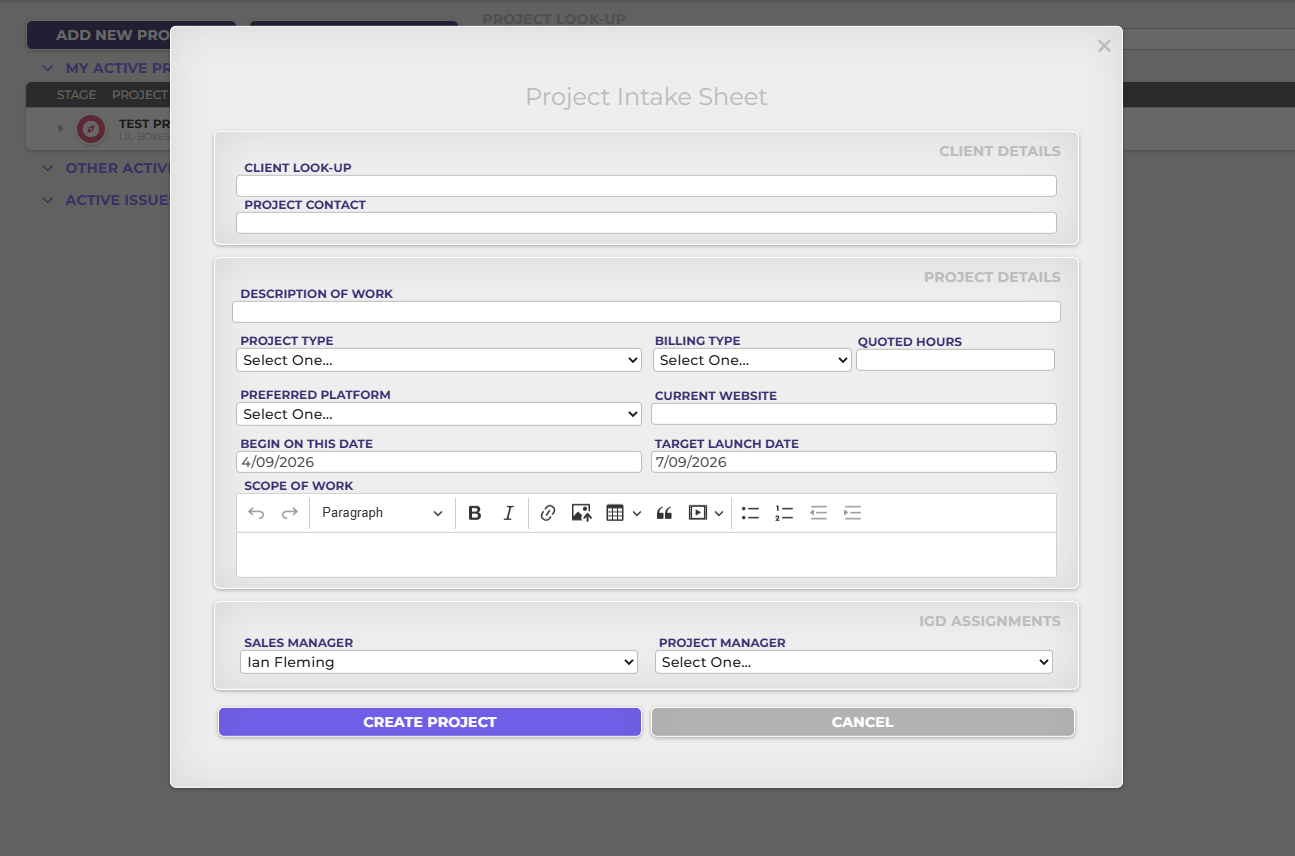 CRM Training — Project Manager